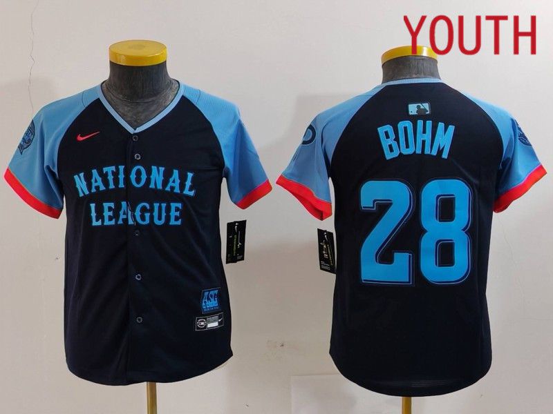 Youth Philadelphia Phillies 28 Bohm Blue All star 2024 Nike MLB Jersey style 1